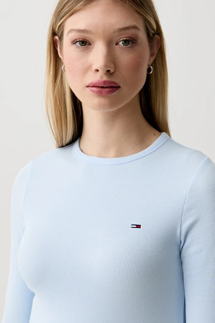 Tommy Jeans Kadın Pamuk ve Elastan Uzun Kollu Bluz
