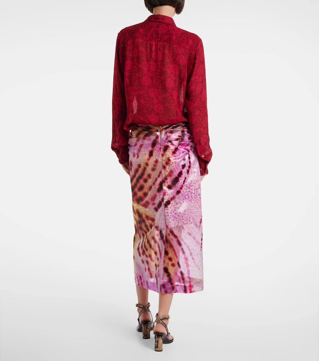 Dries Van Noten - Sami printed gathered midi skirt