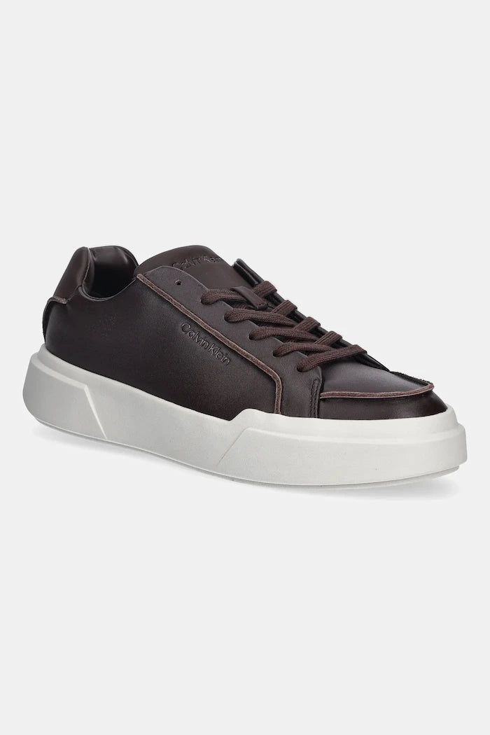 Кожени маратонки Calvin Klein CHUNKY CUPSOLE LACE UP LTH PINCH