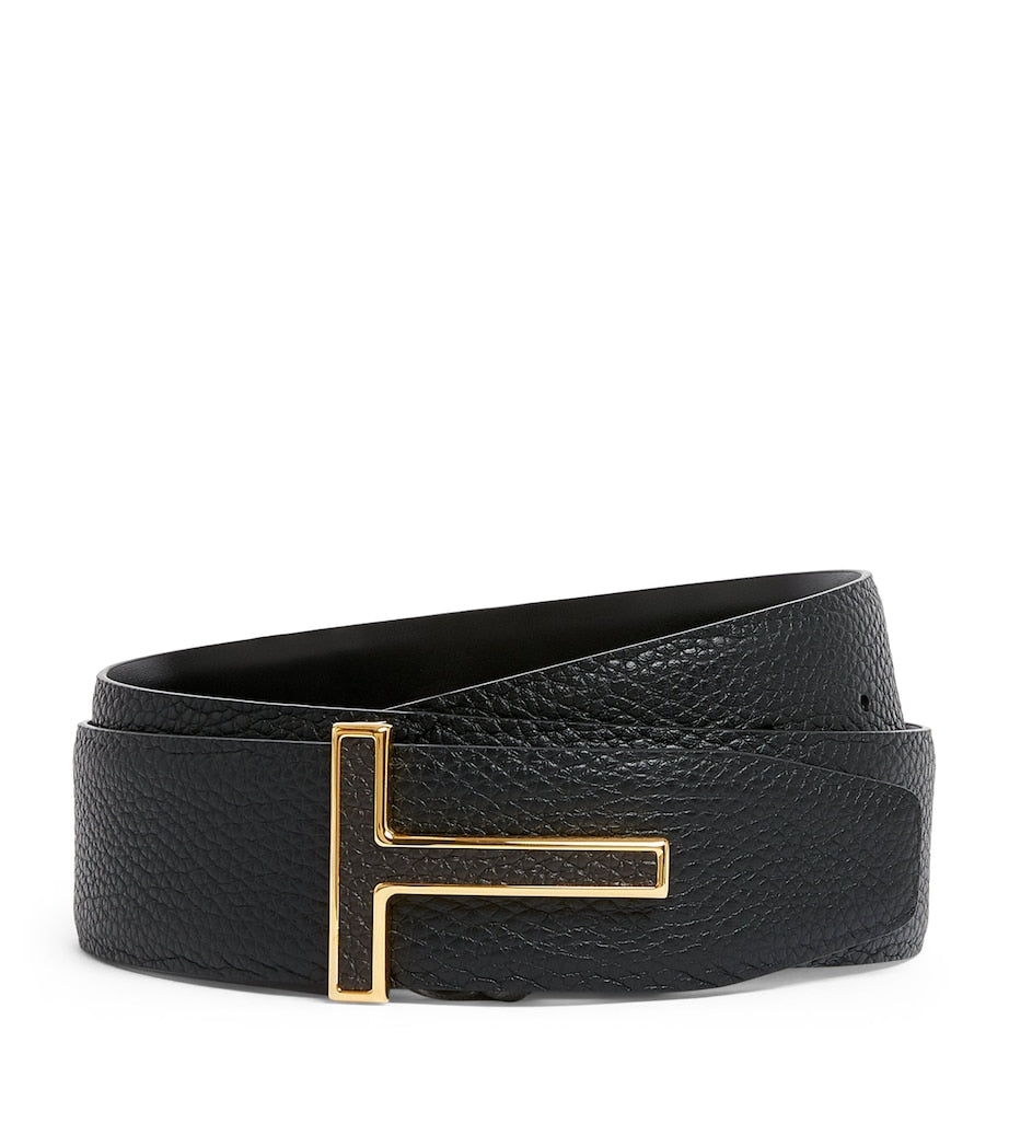 TOM FORD Leather Reversible T Icon Belt
