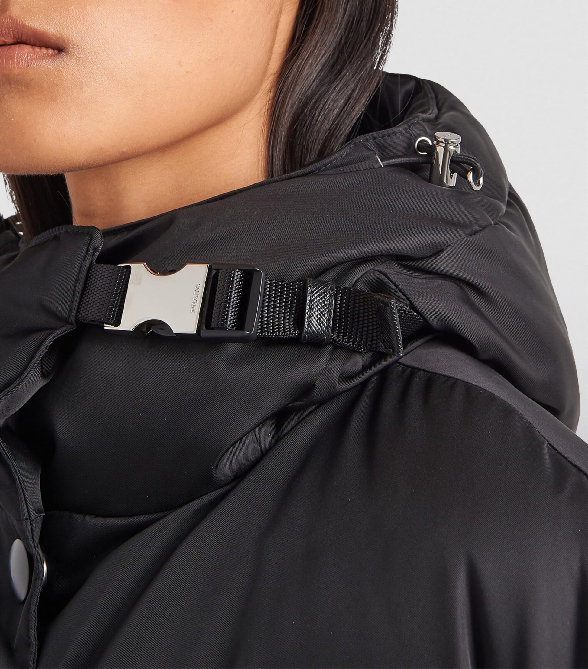 Black Hooded Re-Nylon Puffer Jacket