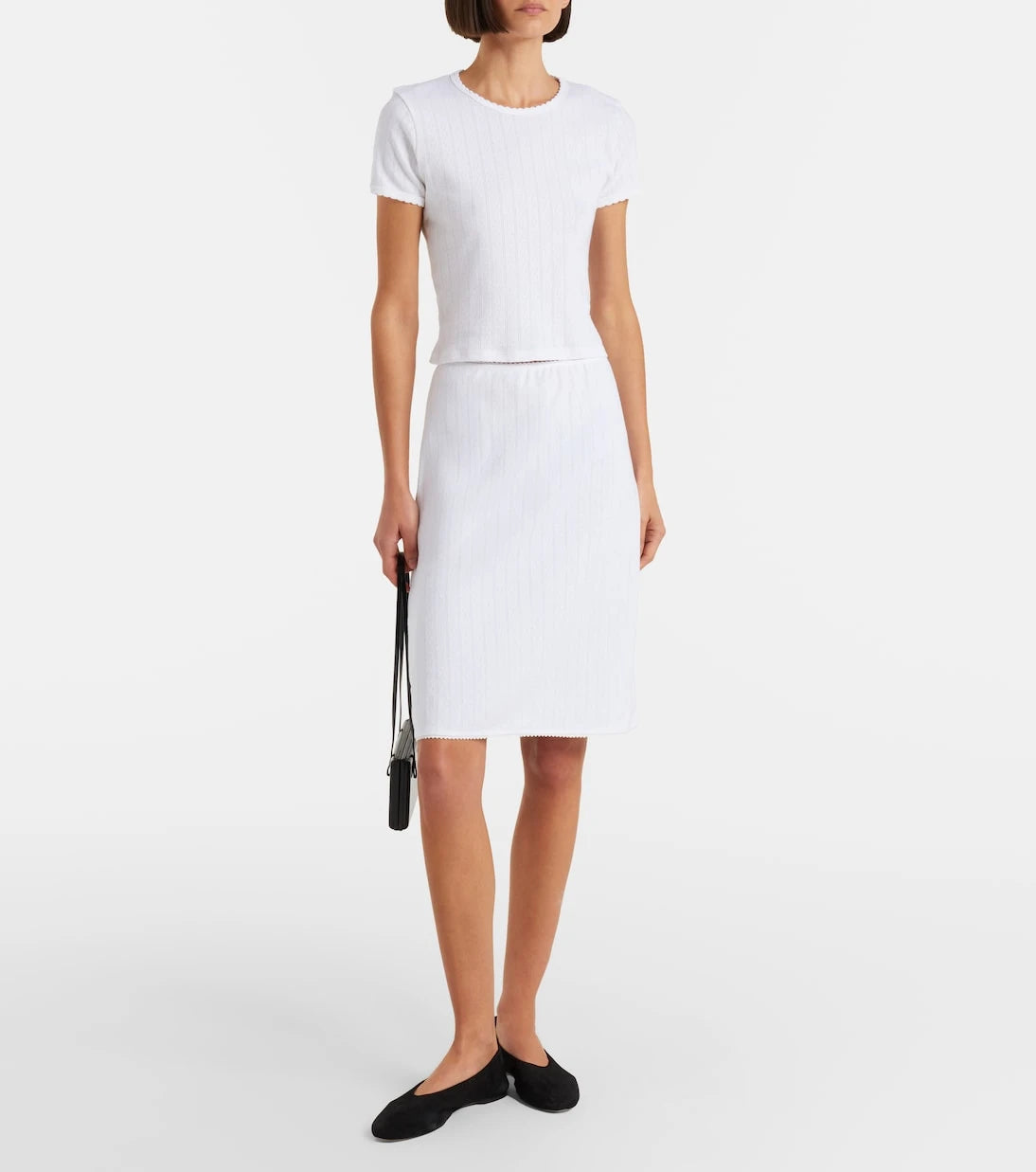 Leset - Pointelle cotton crop top