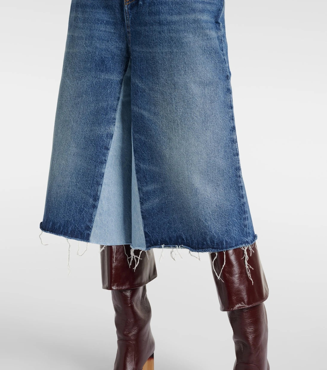 Chloé - Patchwork high-rise denim culottes