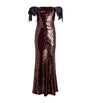 Self-Portrait Brown Sequin Off-The-Shoulder Maxi Dress