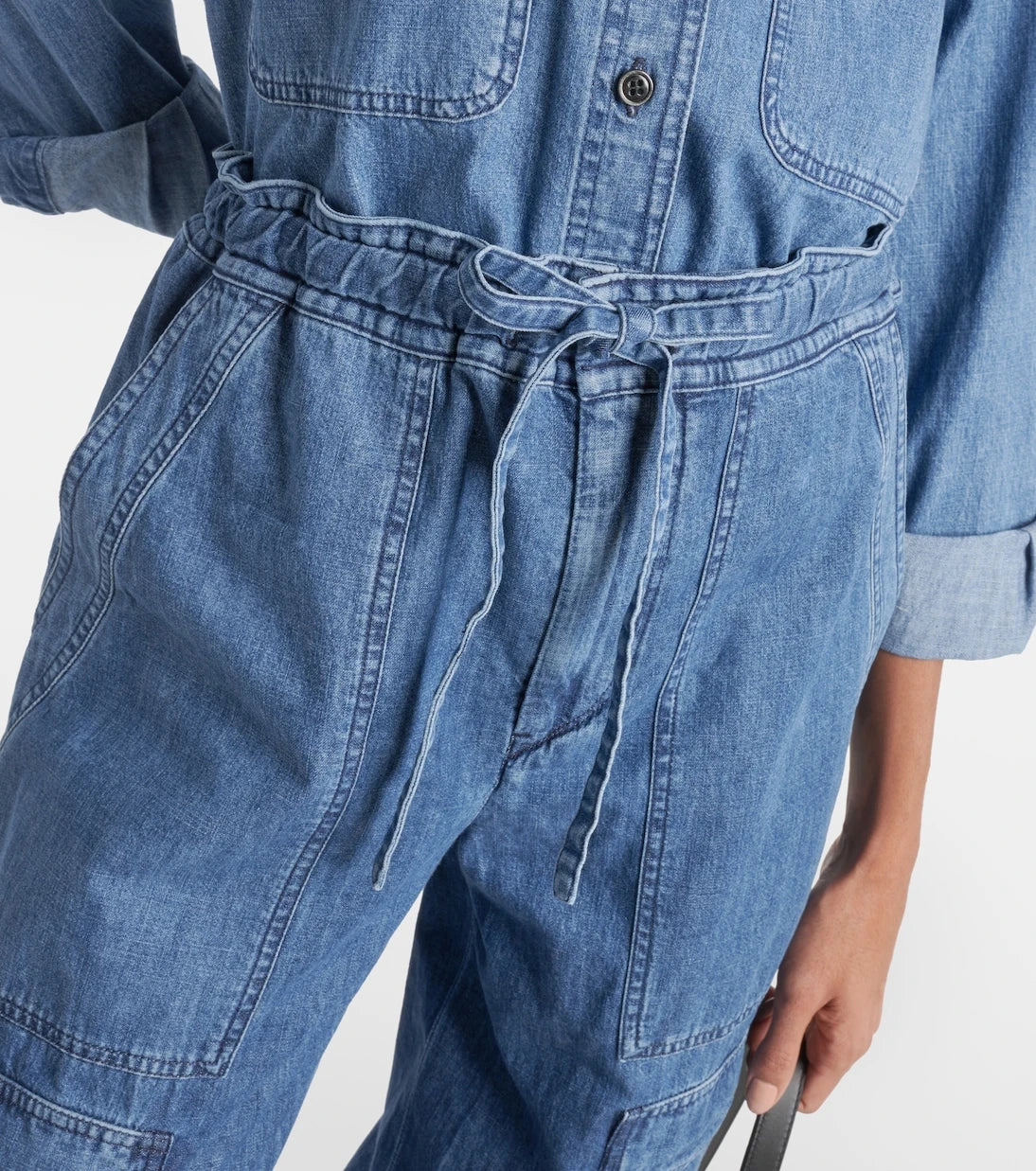 Marant Etoile - بنطلون جينز كارغو Ivy بقصة متوسطة الارتفاع