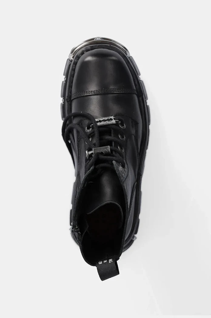 New Rock Nomada Negro + Tower Negro Acero E14 Deri Kısa Bot