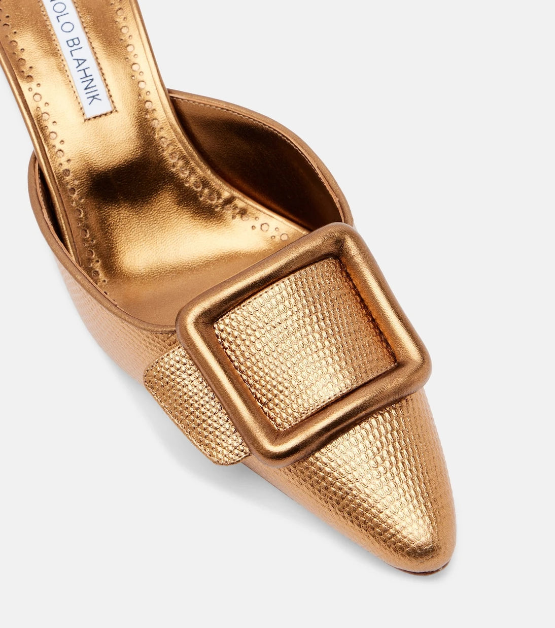 Manolo Blahnik - Maysale 50 metallic leather mules