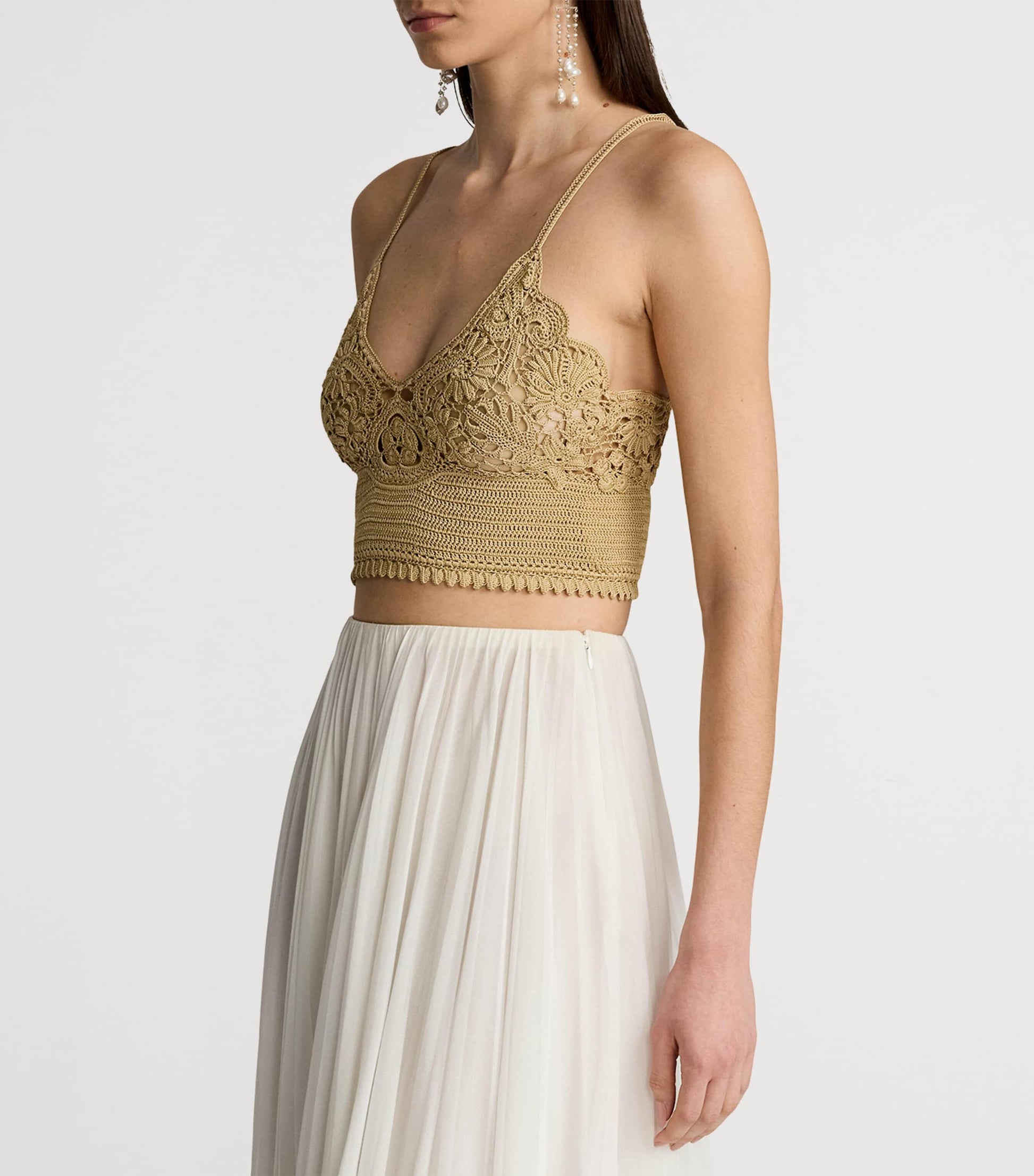 Ralph Lauren Collection Beige Silk Crochet Bralette