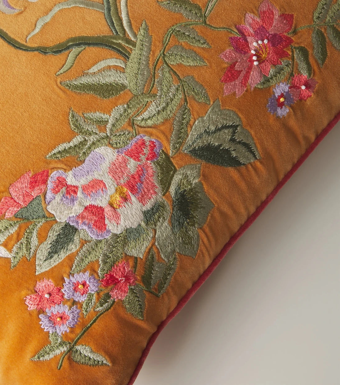 Les-Ottomans - Embroidered cotton velvet cushion