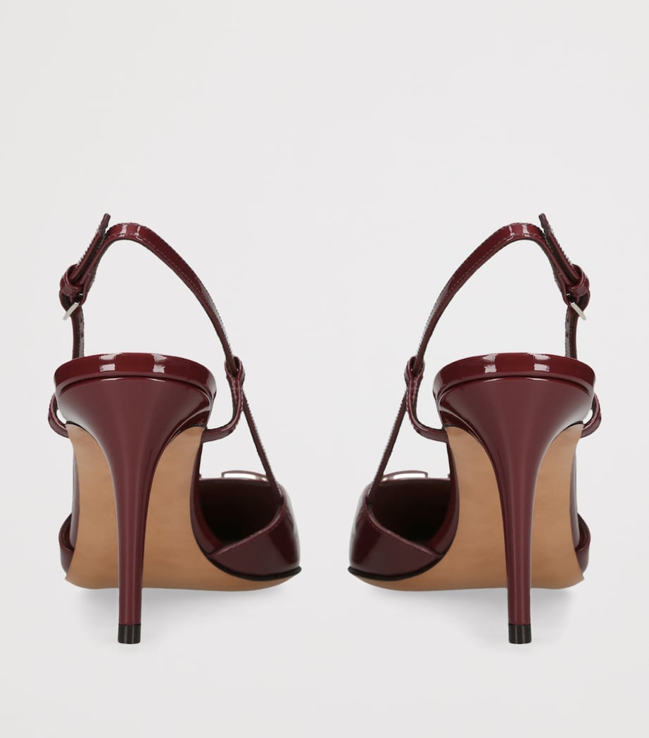Valentino Garavani Burgundy Leather VLogo Slingback Pumps 80