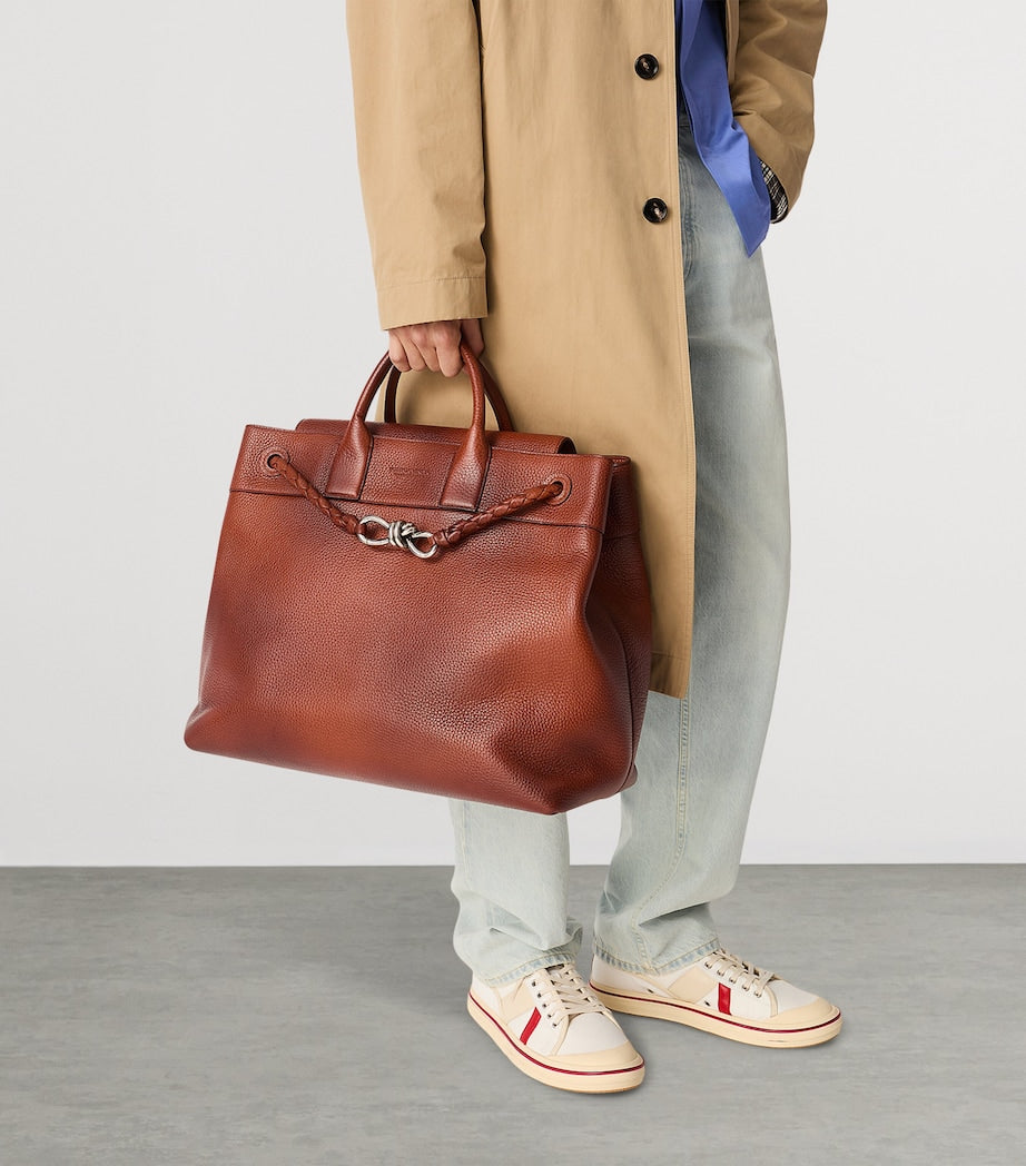 Bottega Veneta White Small Calfskin Andiamo Voyager Holdall