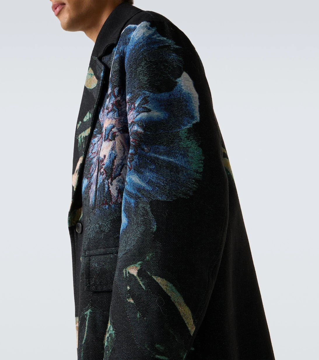 Dries Van Noten - Double-breasted printed jacquard coat