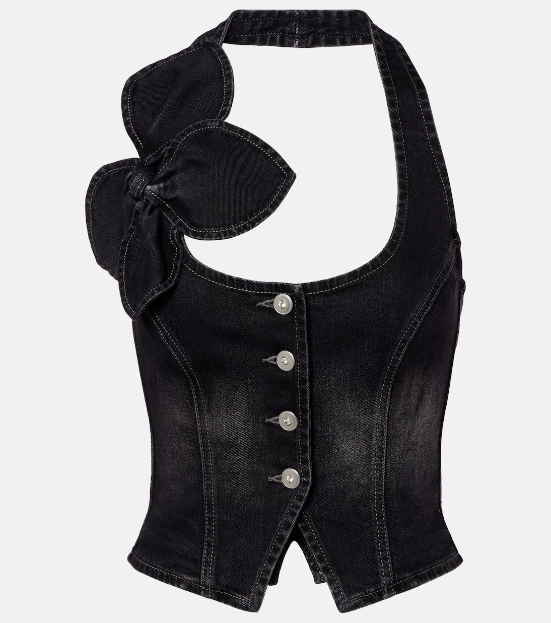 Area - Bow-detail denim top
