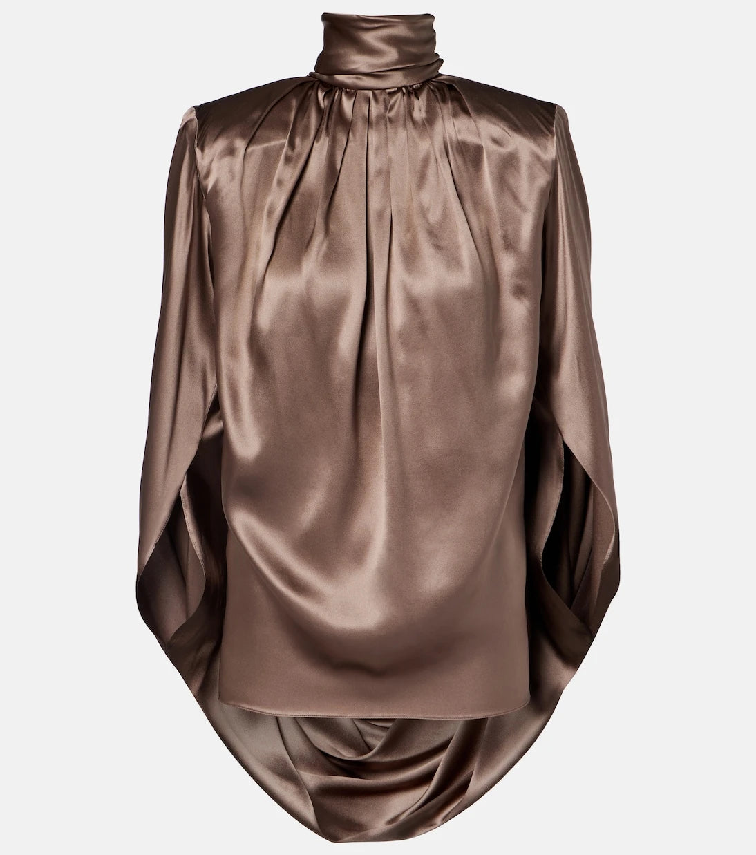 Mugler - Draped silk-blend satin top