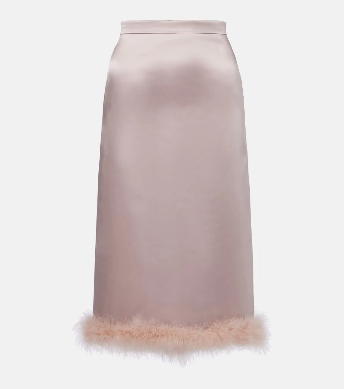 Valentino - Feather-trimmed high-rise midi skirt