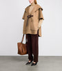 Beige Camel Hair Belted Cape