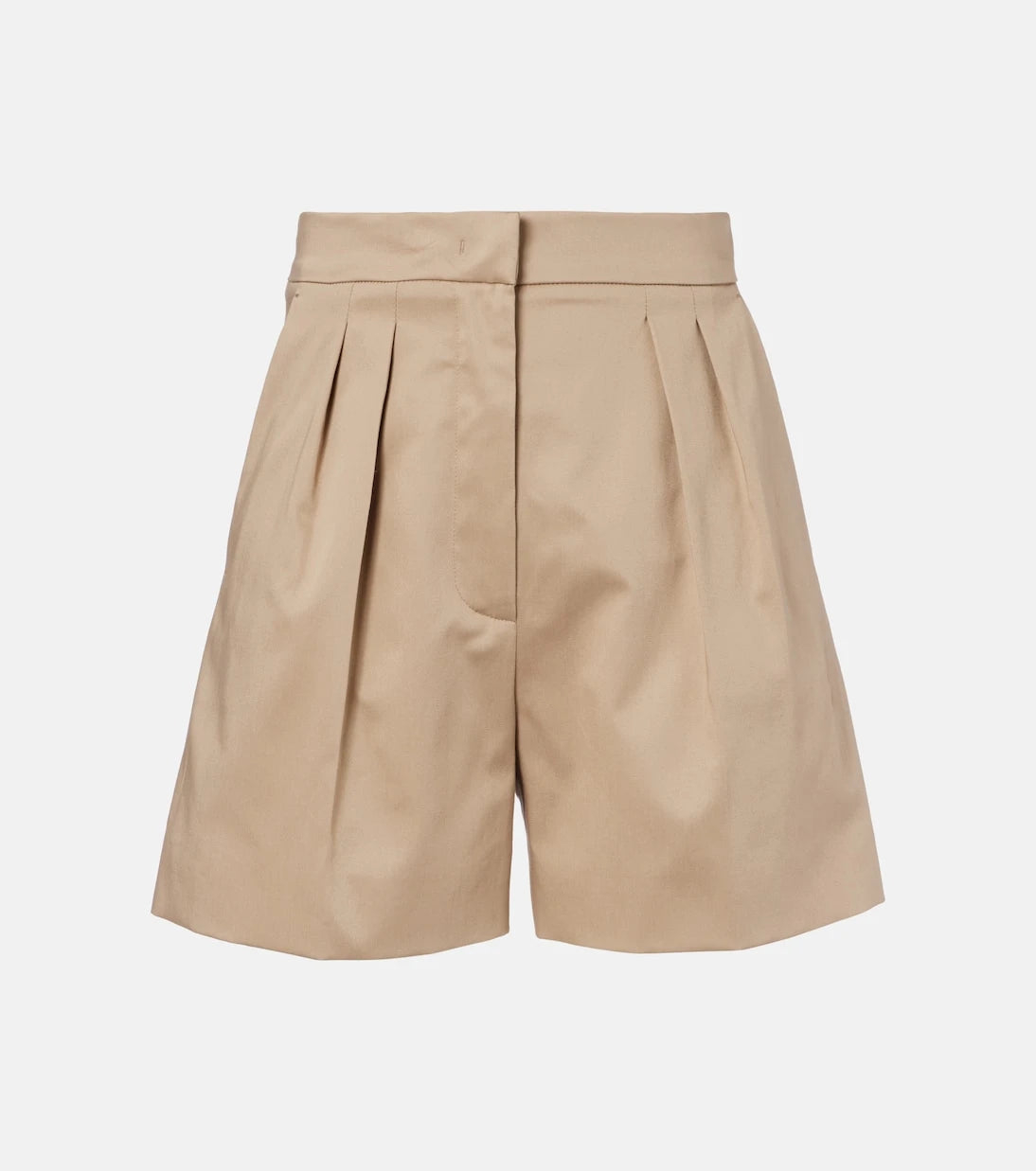 Max Mara - Tabacco pleated cotton-blend shorts