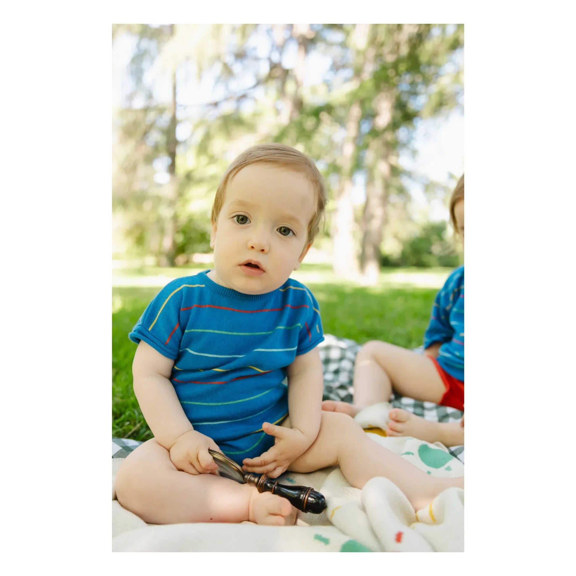 Bayiri - Botanical Striped Organic Cotton Bodysuit | Blue