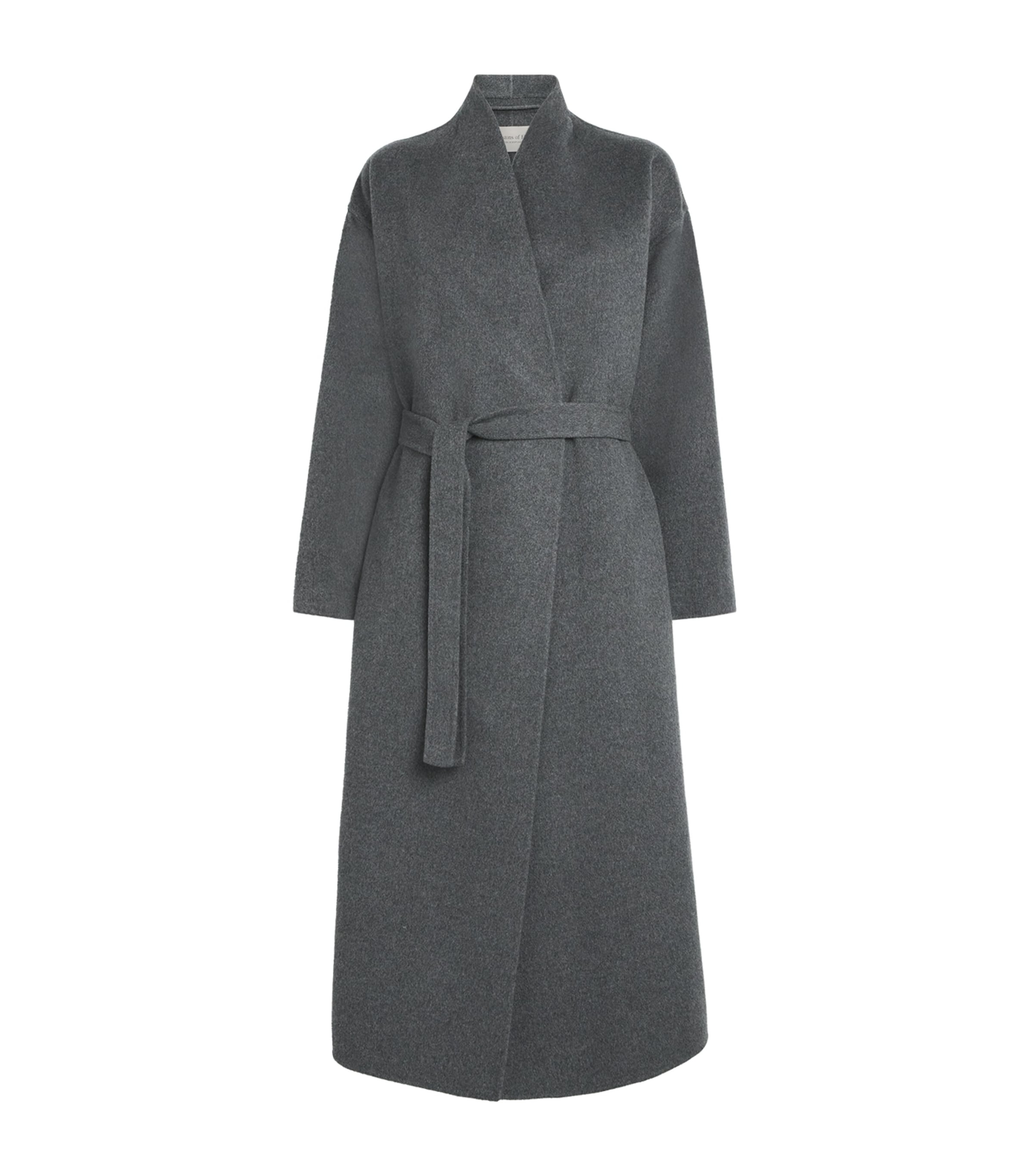 Johnstons Of Elgin Grey Cashmere Wrap Belt Long Coat