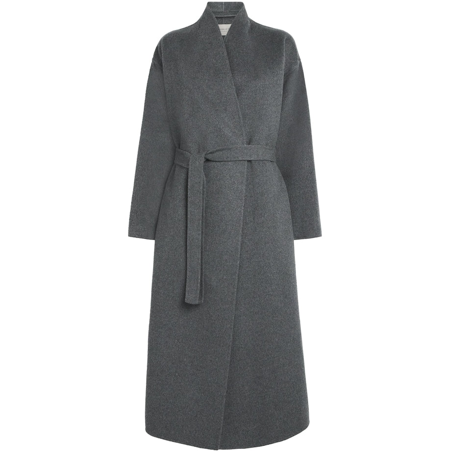 Johnstons Of Elgin Grey Cashmere Wrap Belt Long Coat