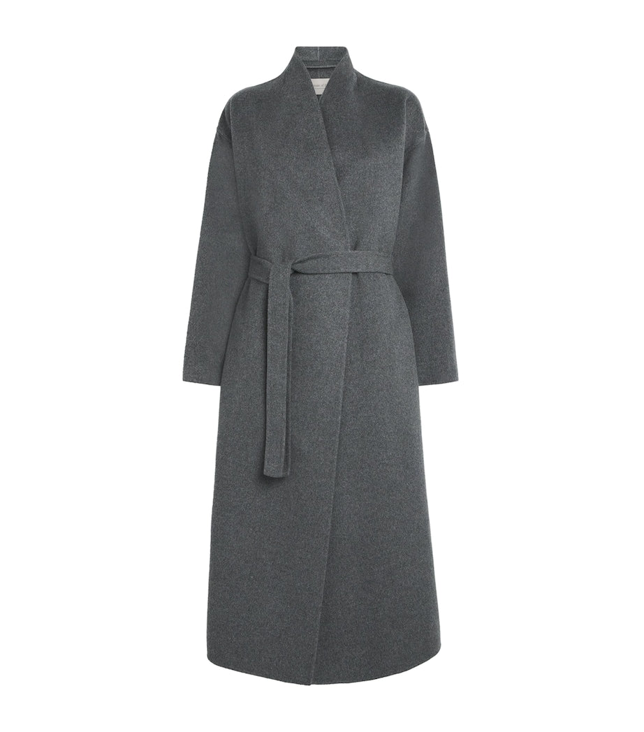 Johnstons Of Elgin Grey Cashmere Wrap Belt Long Coat