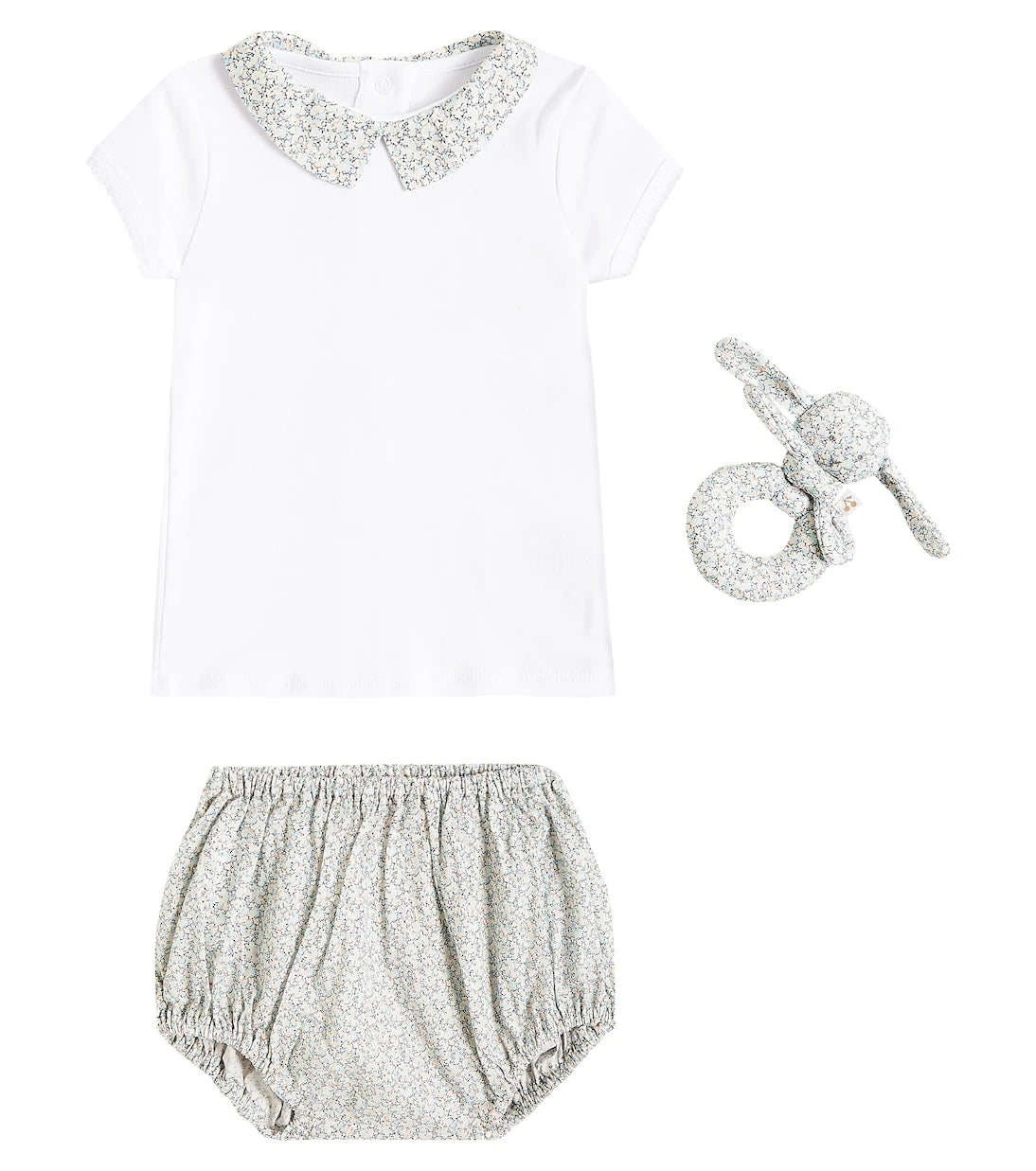 Bonpoint - Baby cotton top, bloomers, and rattle set