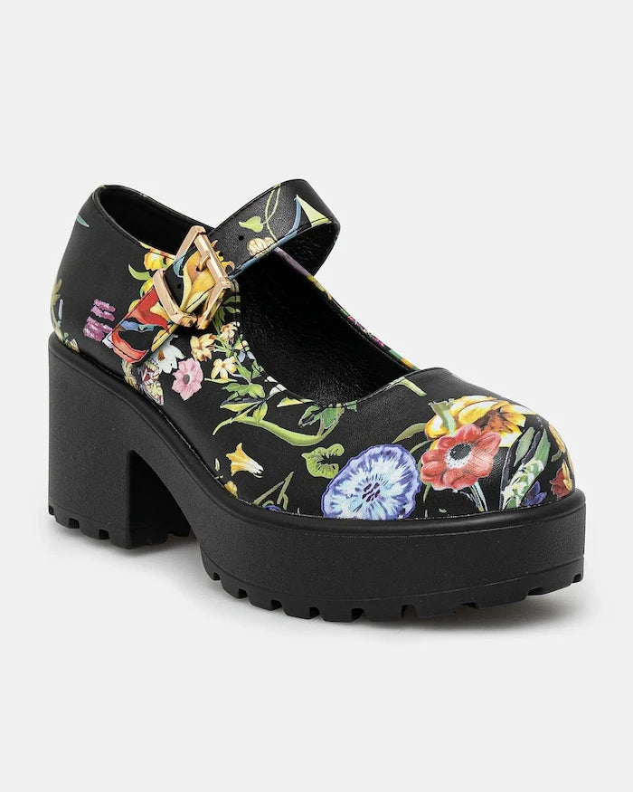 Обувки с дебел ток Koi Footwear TIRA MARY 
JANES ‘FLORAL 
EDITION’