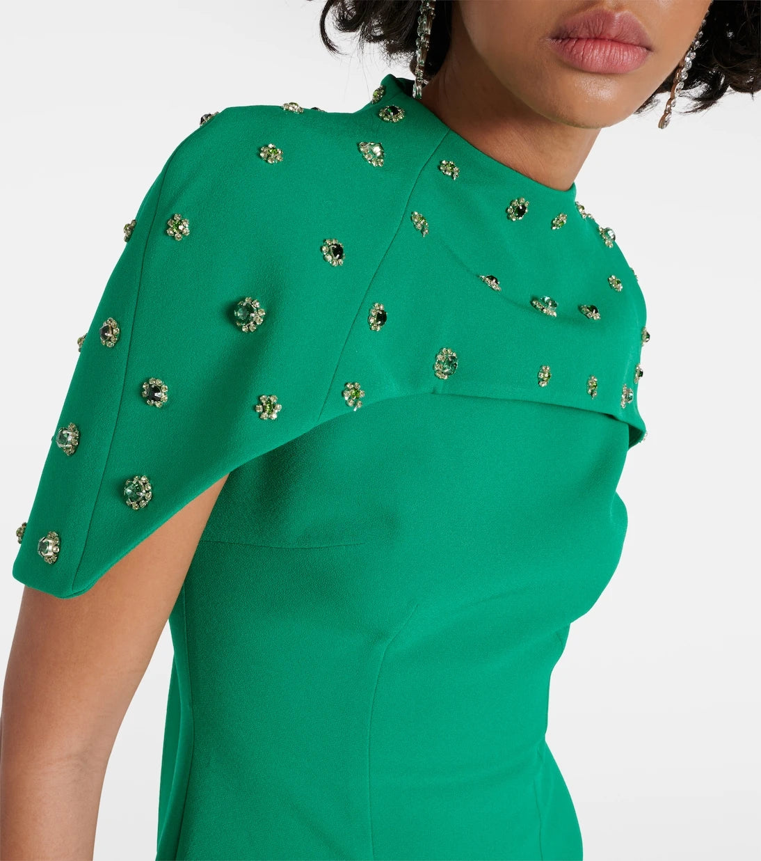 Safiyaa - Kalika embellished caped crêpe gown