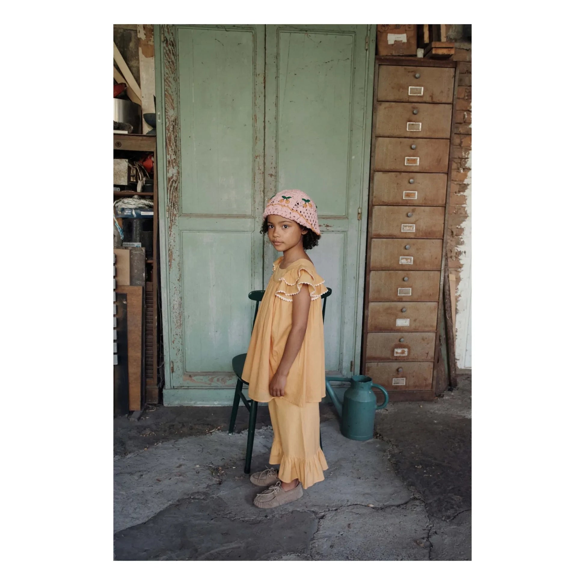 Emile et Ida - Voile Ruffle Dress | Yellow