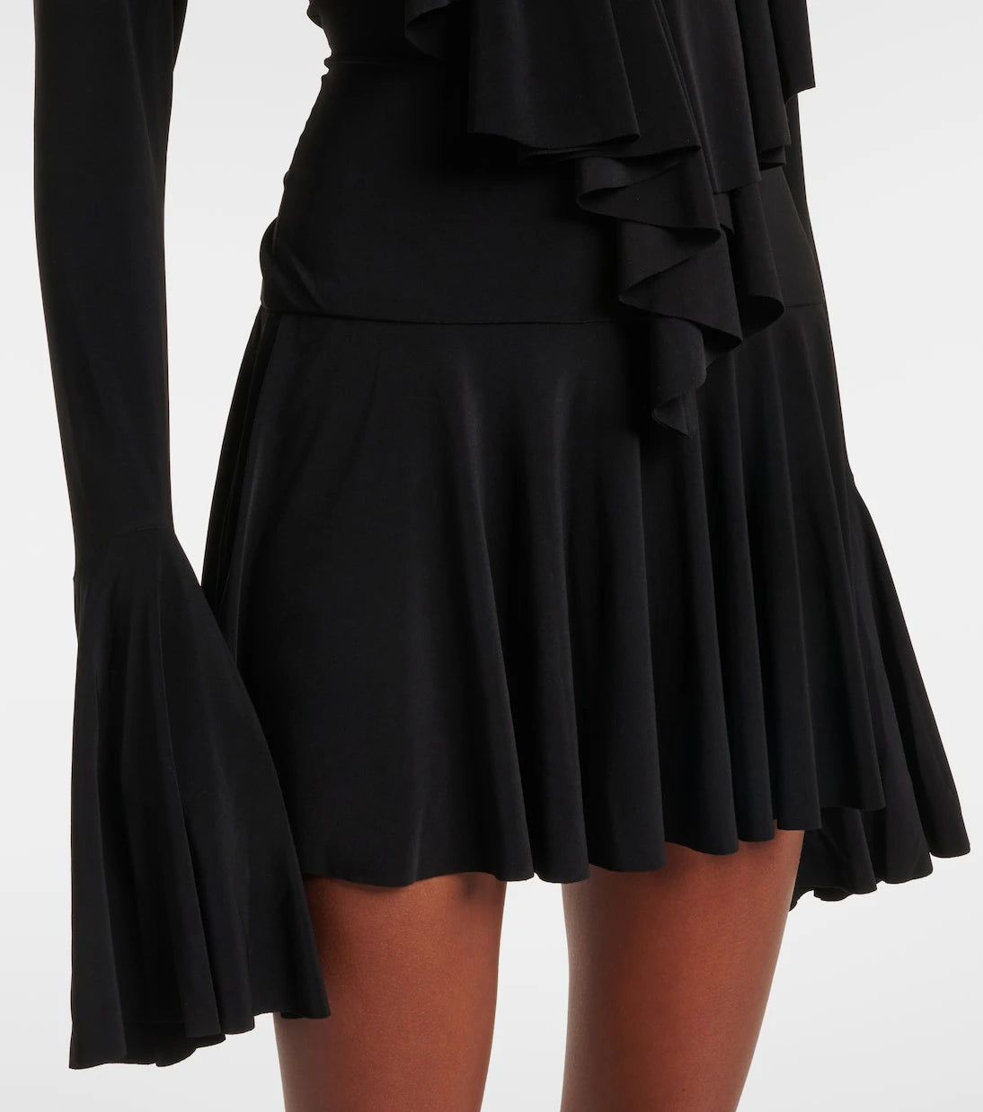 Norma Kamali - Ruffled jersey bodysuit dress