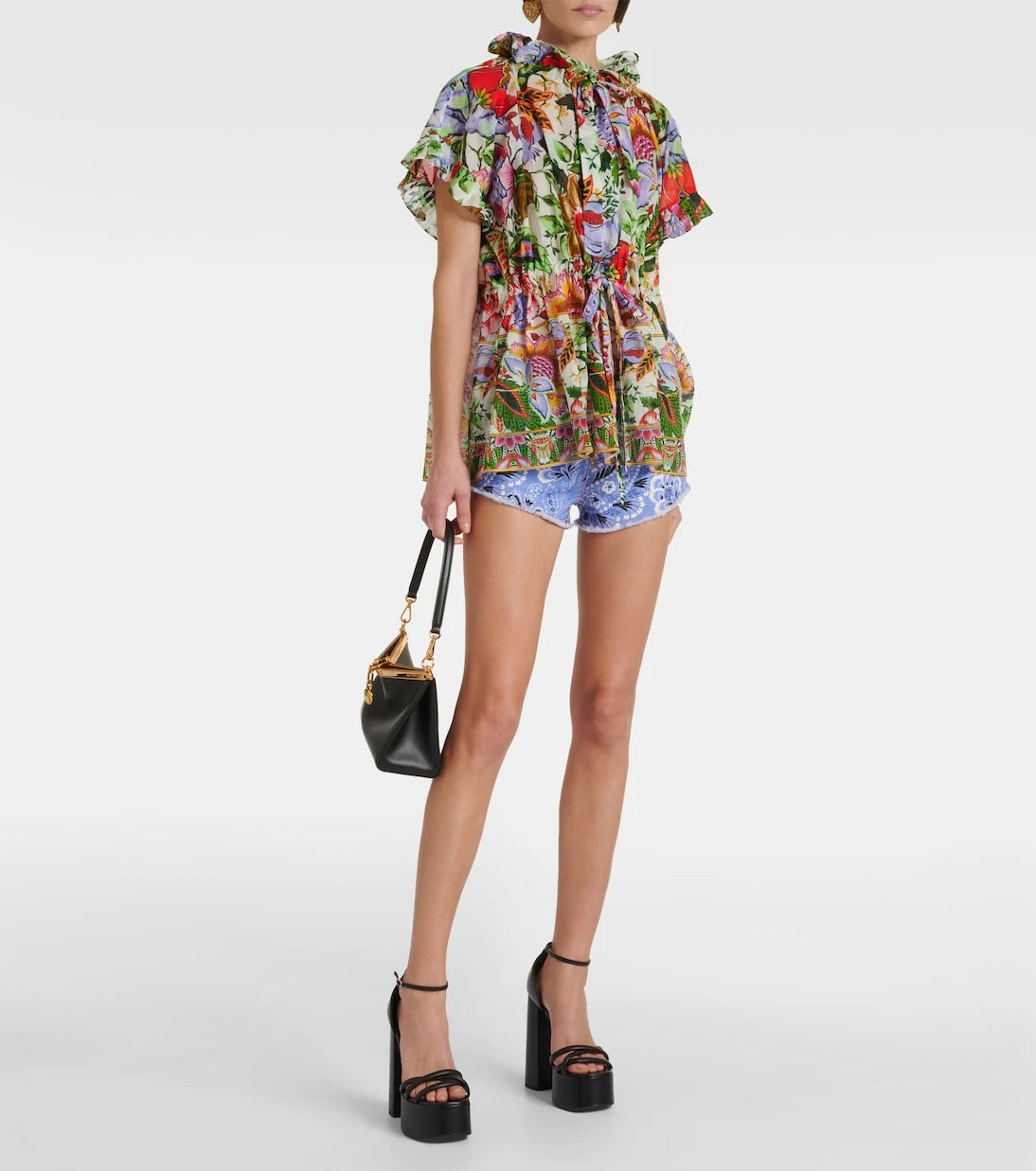 Etro - Floral ruffled cotton blouse