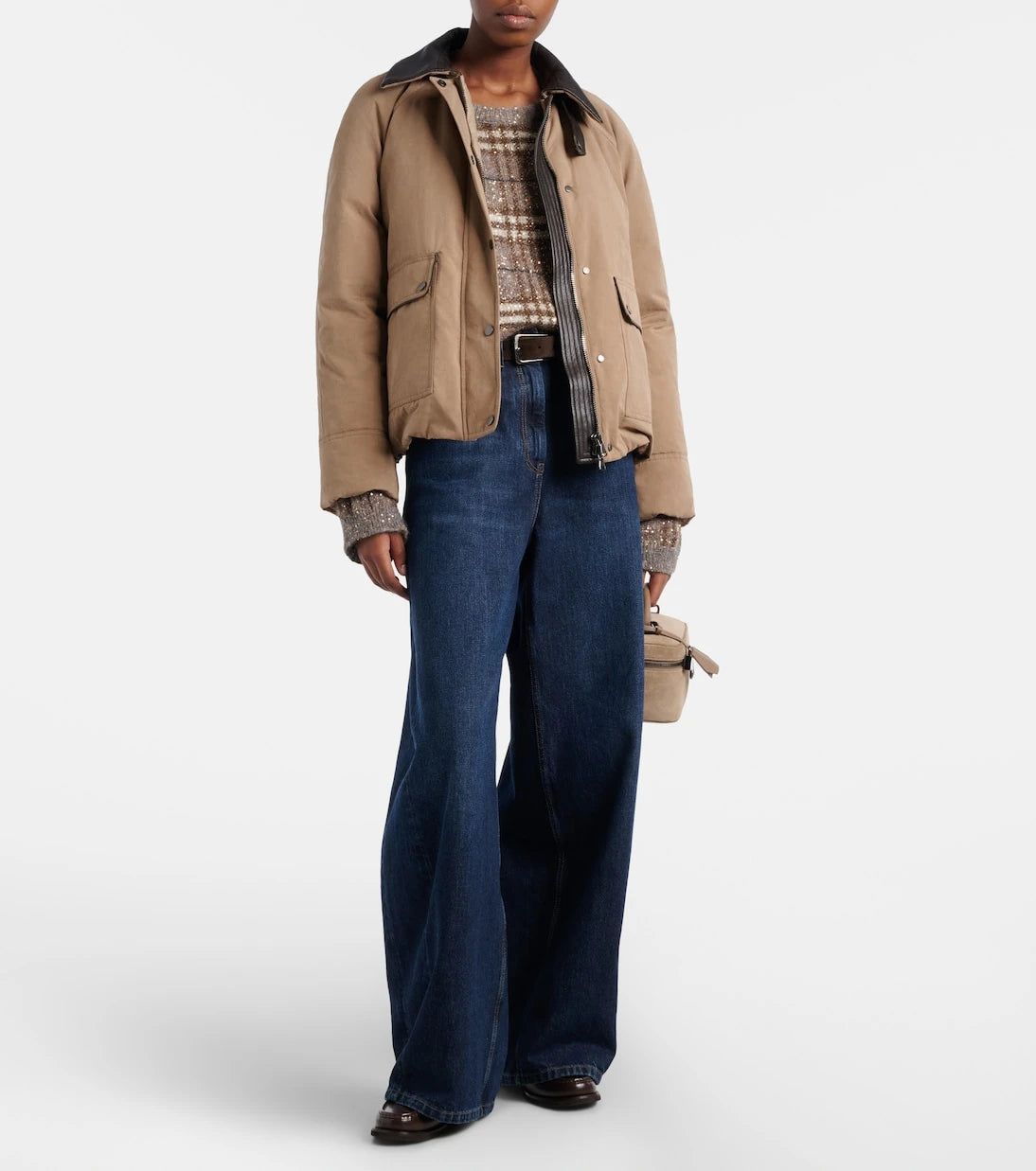 Brunello Cucinelli - Leather-trimmed padded jacket