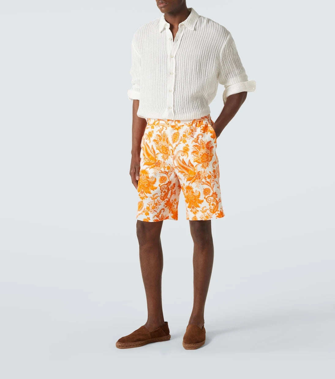 Etro - Paisley linen Bermuda shorts