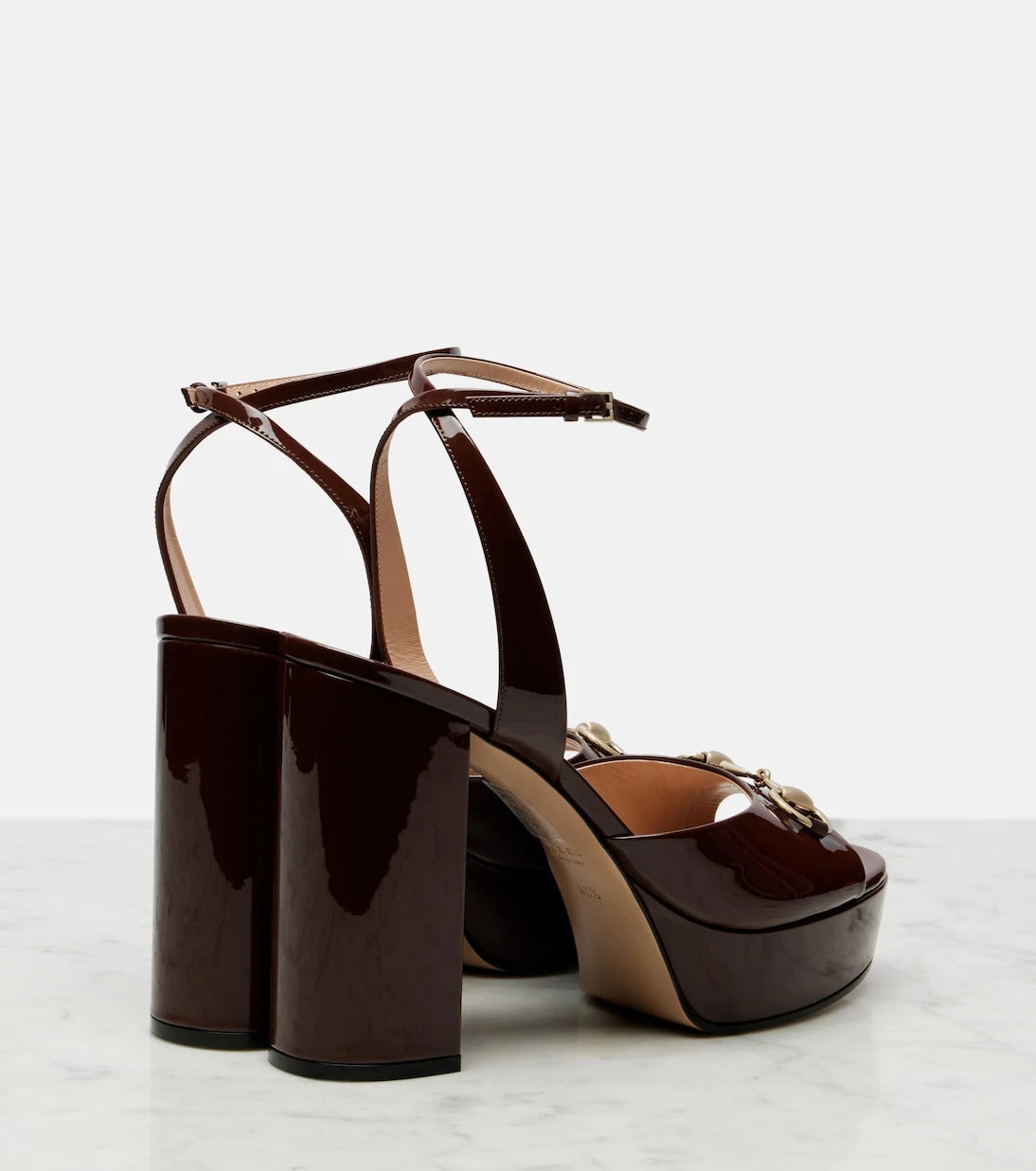 Gucci - Lady Horsebit 85 patent leather sandals
