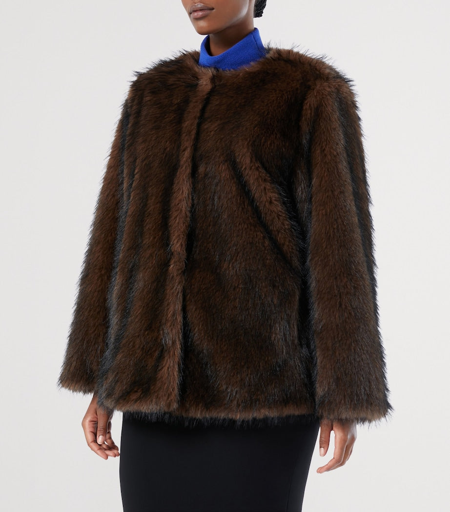 Marina Rinaldi Brown Faux Fur Coat