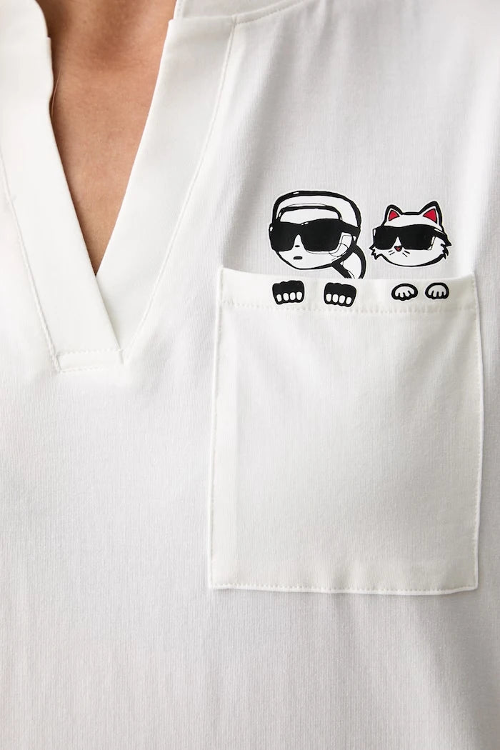 Karl Lagerfeld kadın pamuklu elastanlı pijama IKON