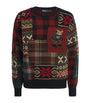 Wool Patchwork Polo Bear Sweater BLACK