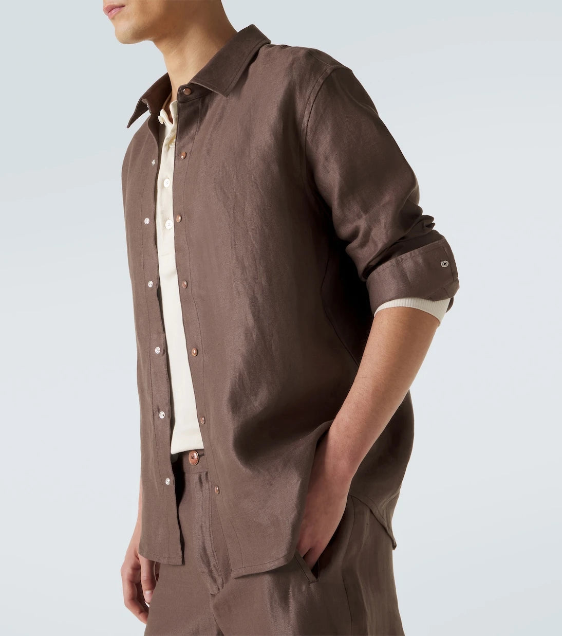 God's True Cashmere - Linen shirt with orange sunstone