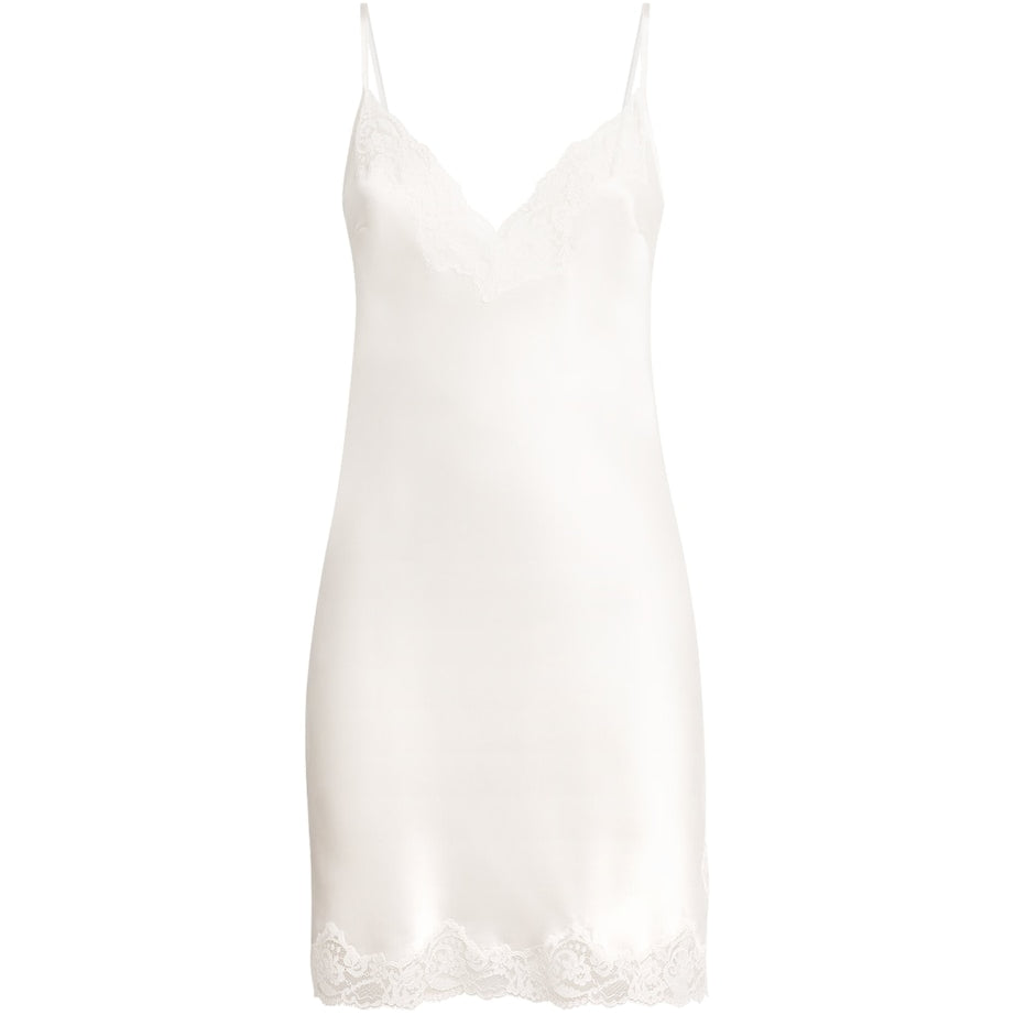 Gilda & Pearl Ivory Silk Lace-Trim In My Boudoir Short Nightdress