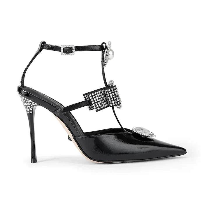 Кожени обувки с тънък ток Kurt Geiger London Bow Point Gladiator Court