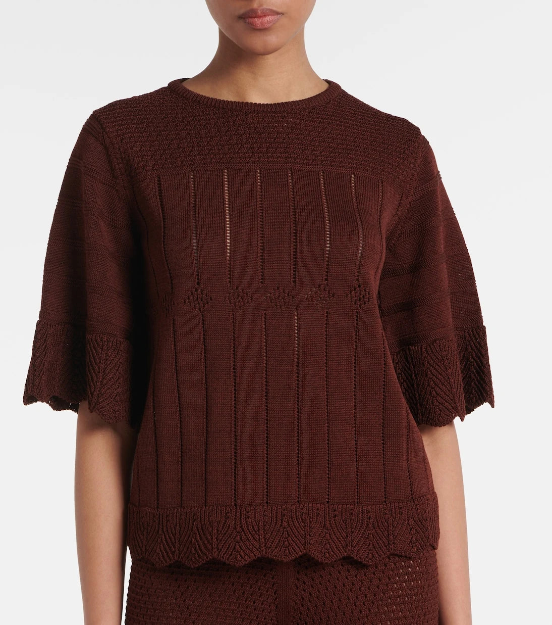 Eres - Rêverie open-knit cotton-blend top