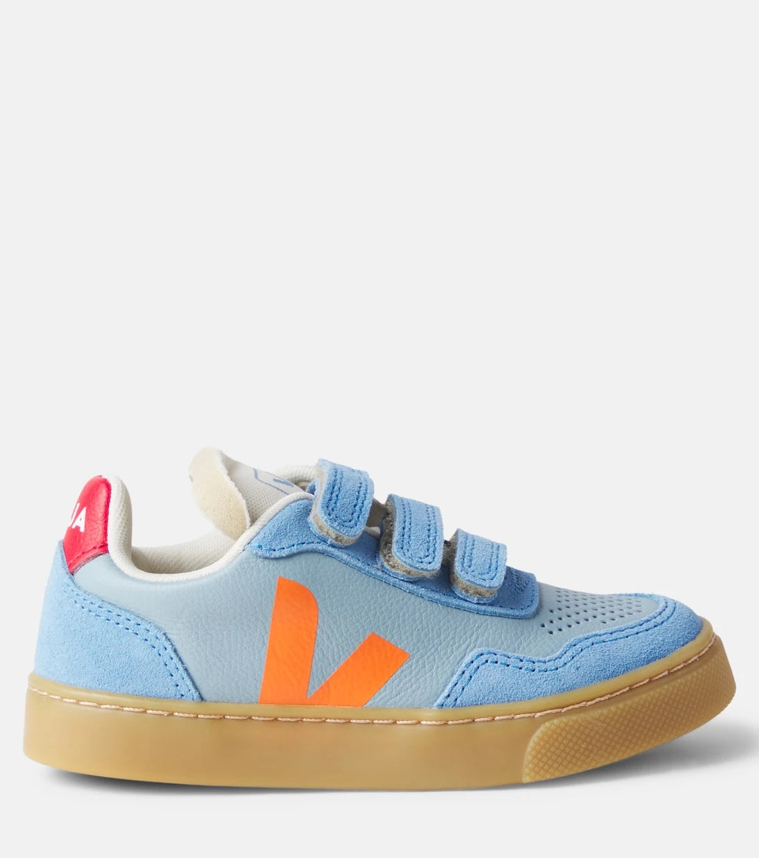 Veja Kids - V-90 suede-trimmed leather sneakers