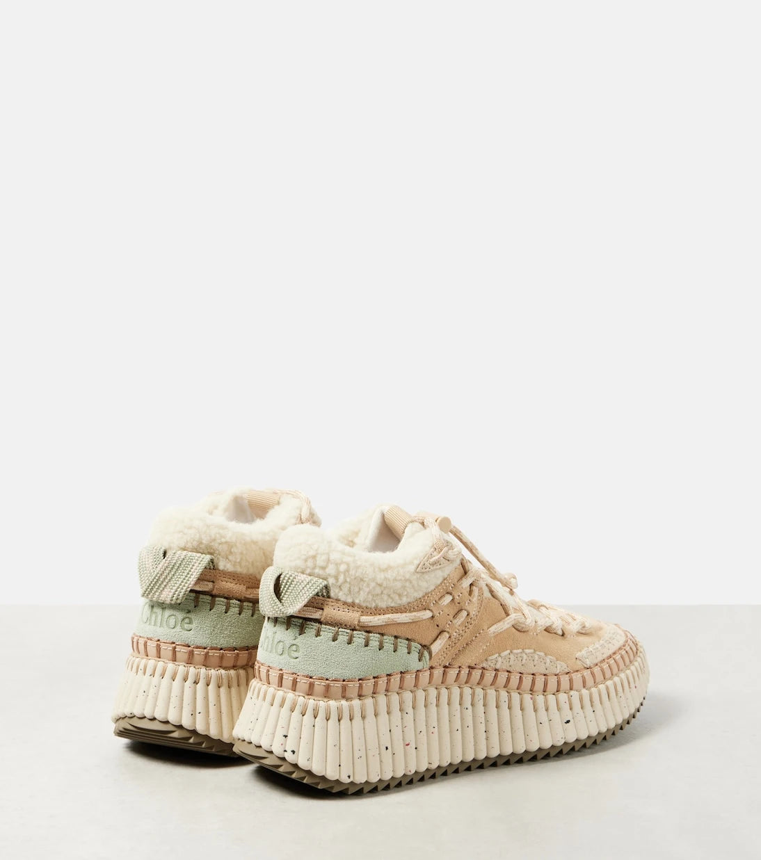Chloé - Nama shearling-lined suede sneakers