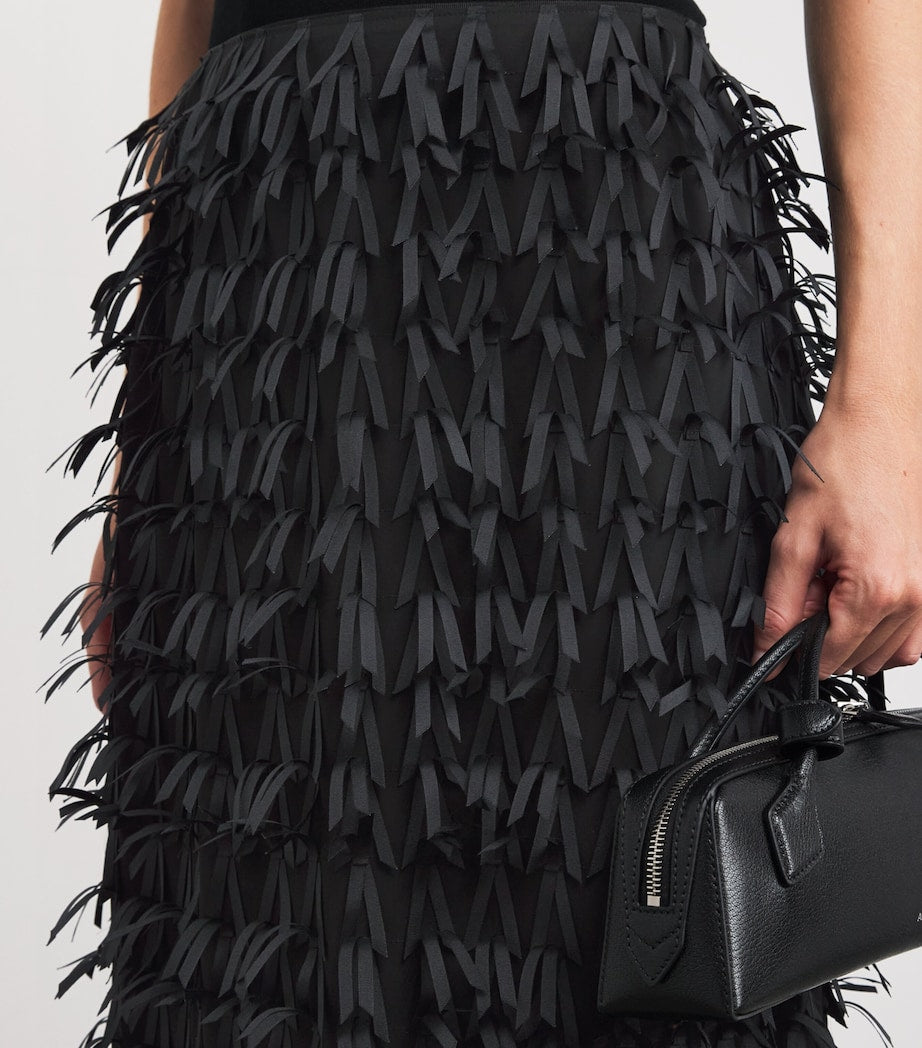 Ribbon Fringe Midi Pencil Skirt