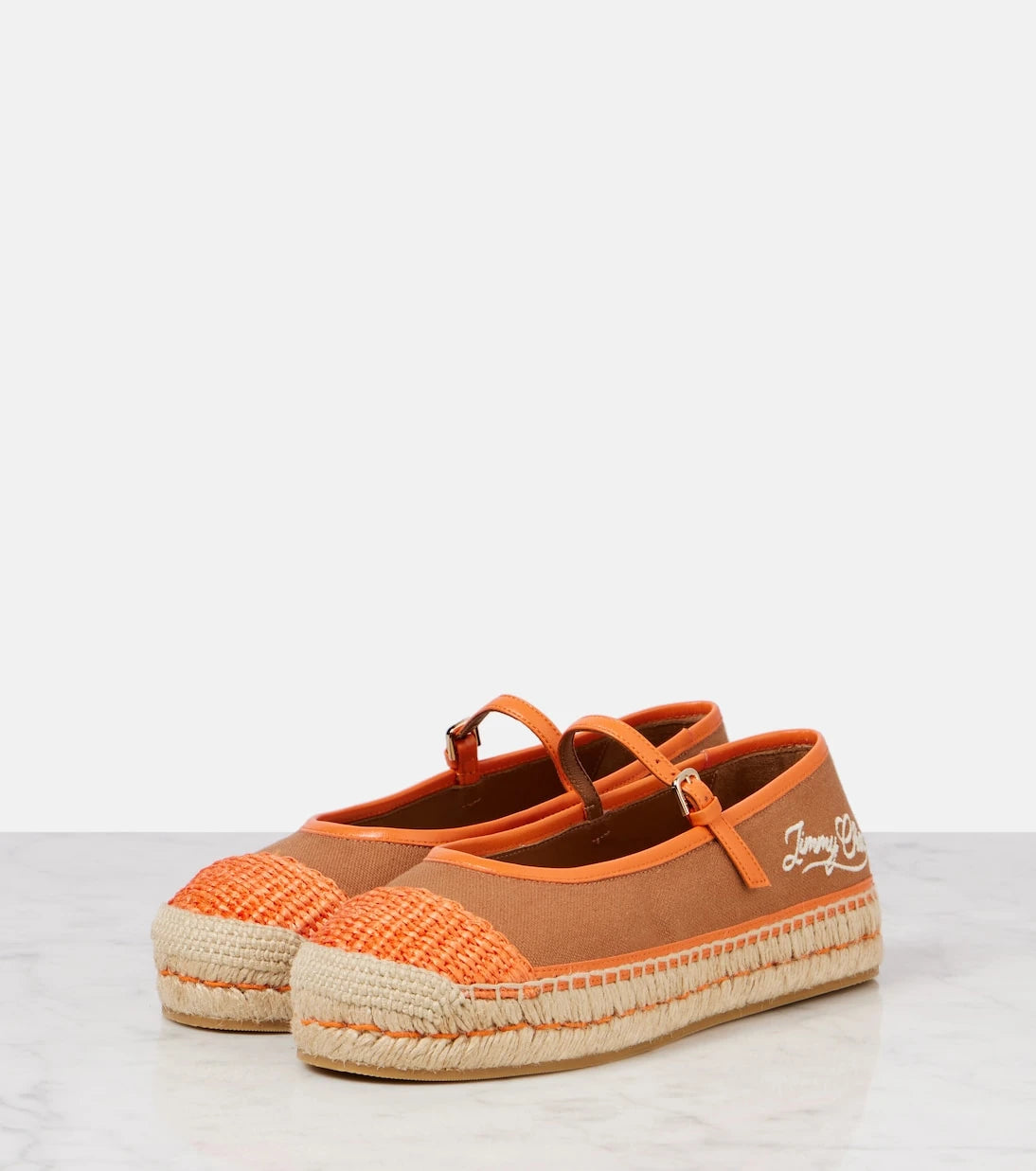 Jimmy Choo - Aciel leather-trimmed canvas espadrilles