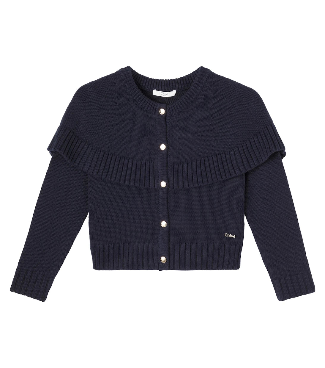 Chloé Kids - Caped cotton and wool cardigan