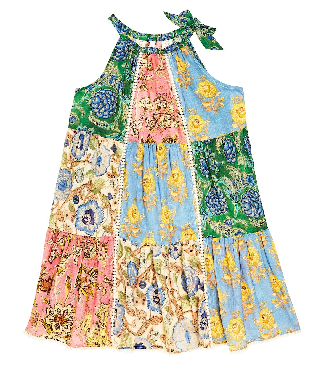 Zimmermann Kids - فستان جوني القطني المطبوع برباط حول العنق