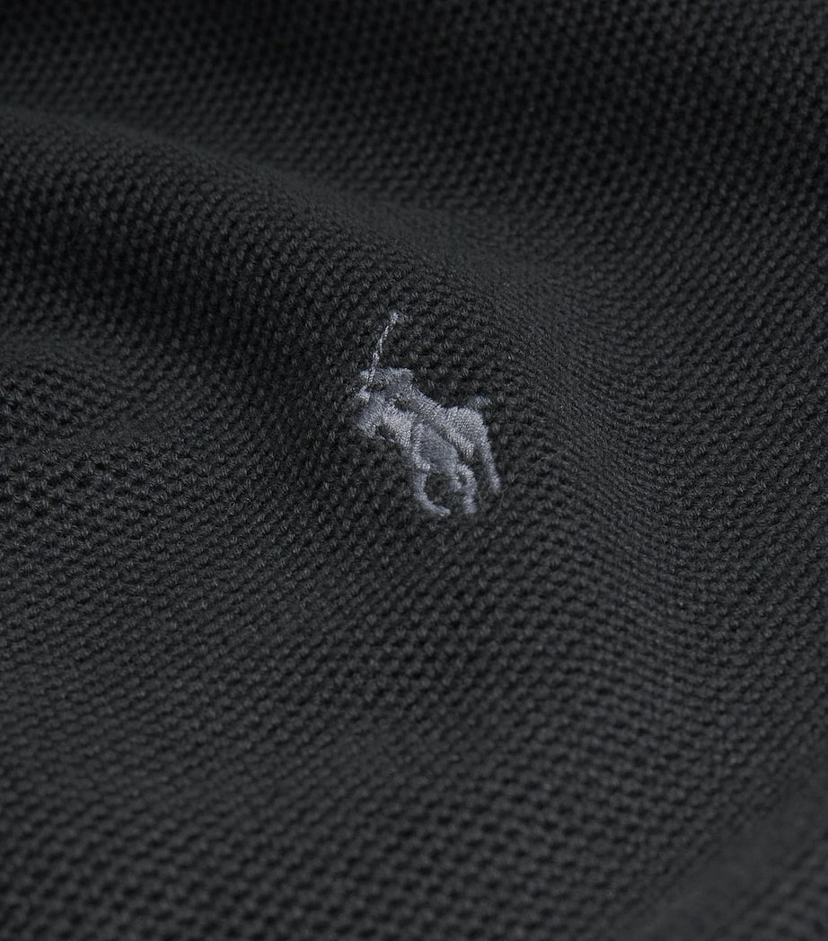 Black Cotton Half-Zip Sweater