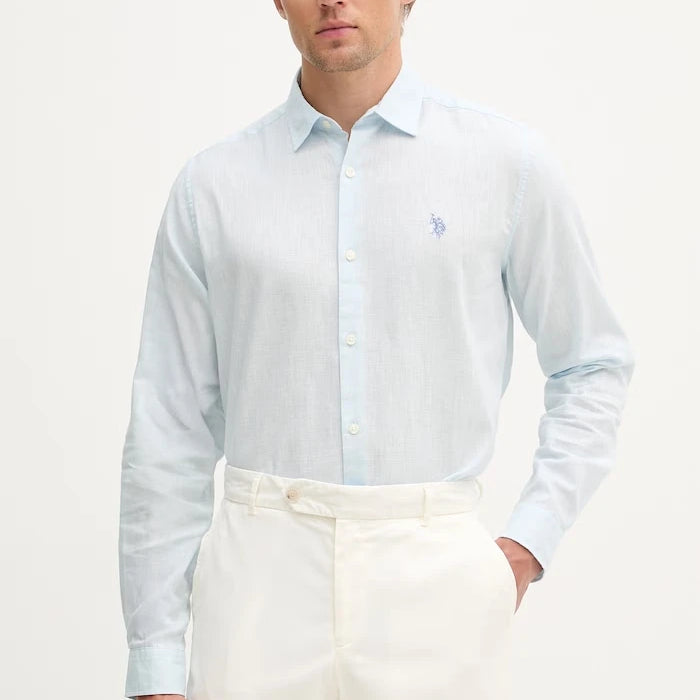 U.S. Polo Assn. erkek pamuklu LINEN BLEND LS gömlek