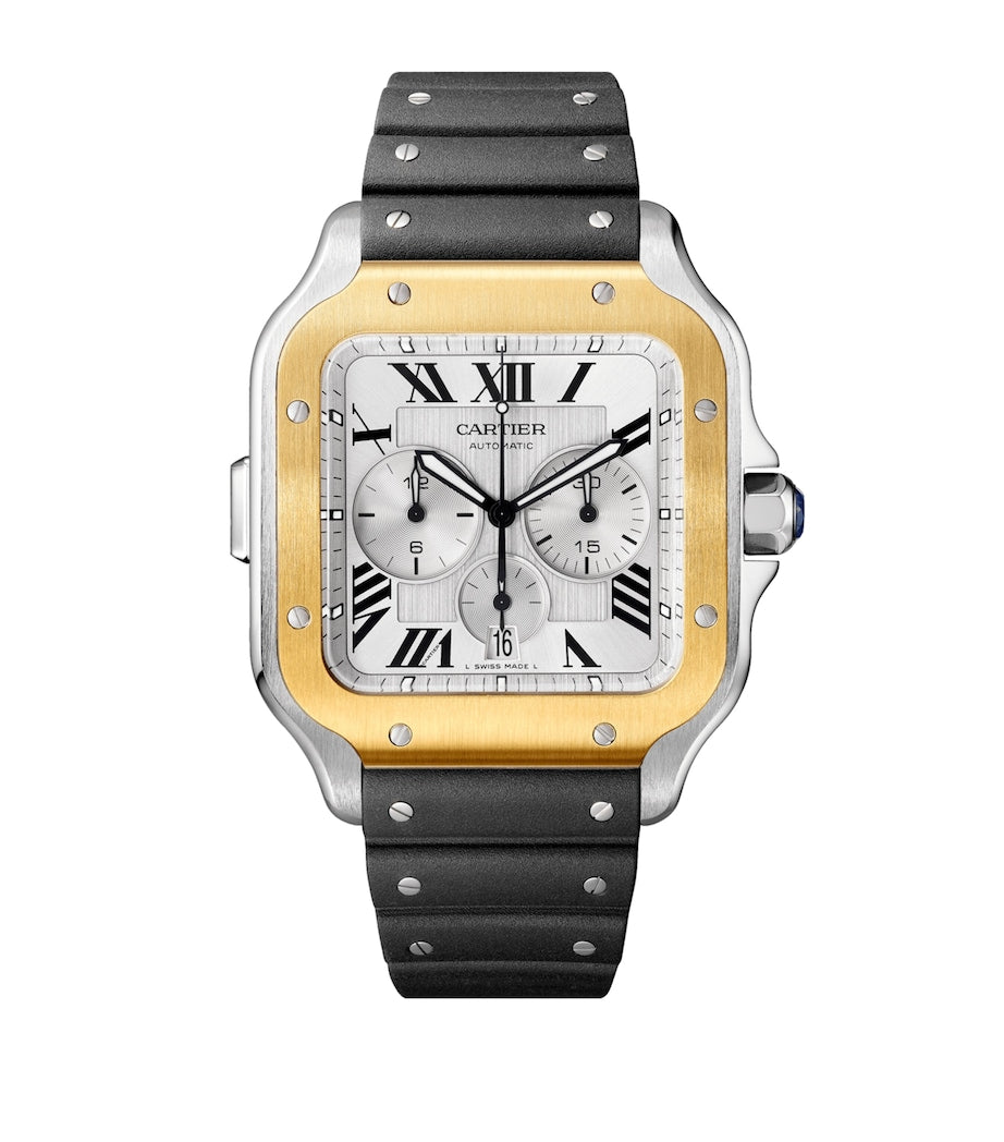 Stainless Steel and Yellow Gold Santos de Cartier Watch 43.3mm